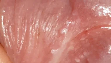 Wide Hole Filled with Pre Cum in Close up