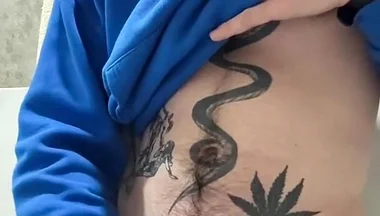 Revaz Masturbates Her Dick and Cums