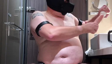 Dark Barker Dildo Pump and Cum