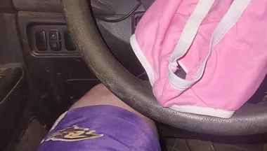 Using Pink Panties to Jerk off in My Car.