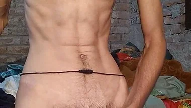 Horny Boy Play with Big Cock in Bedroom