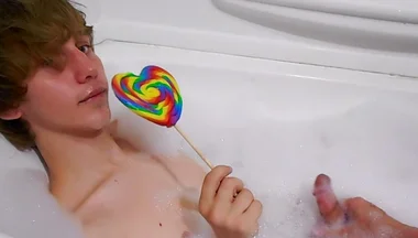 Age play handjob in the bathtub