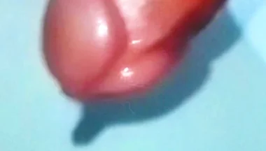 Two-hand Handjob Ends with Thick Cum Dripping in Close-up