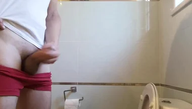 Filming Myself Jerking off Into the Toilet