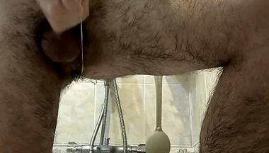 Slow Motion Sperm Shoot Out in Bathroom
