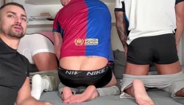 Foot Worship, Ball & Armpit Sniffing & Ass Worship with 3 Alpha Males