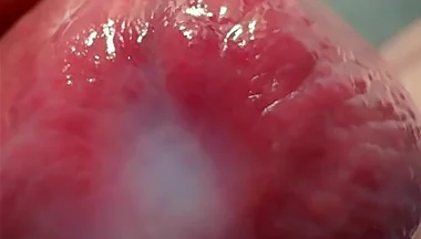 Macro Cum Shot. Ultra Close-up Ejaculation