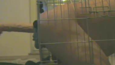 Slave in Cage Gets Anal Used