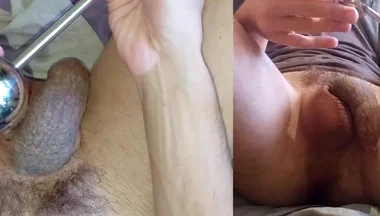 Masturbating a Monster Tattooed Cock and Cumming Three Times From Two Camera Angles