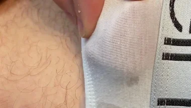 Frenulum Orgasm and Cum by Rubbing My Dick Through My Briefs