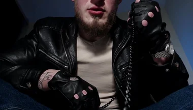 Alpha in Leather Spits, Feeds Domination.