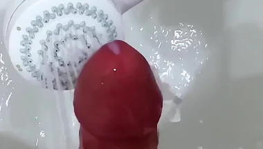 Shower Head Frenulum Orgasm and Cum