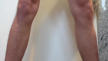 Young Cock Dripping on the Bathroom Tiles in the Morning