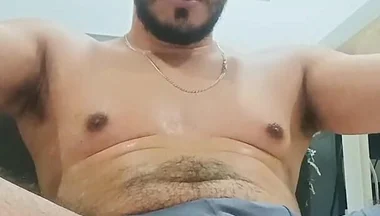 Sexy Hairy Latino Exercising at Home