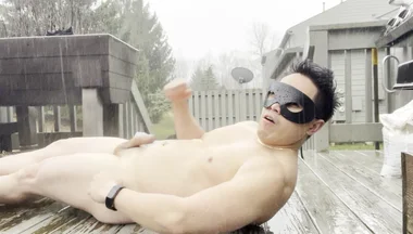 Rain-soaked Muscle Jerk Explosive Outdoor Cum Under the Storm
