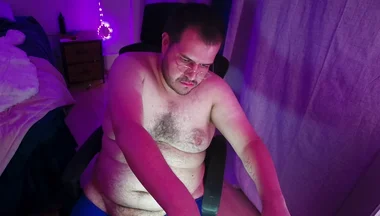 Clean Gay Bear Smoking Clouds on Desktop While Ihes Working From Home-1