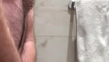 Hotel Bathroom Wank and Cum