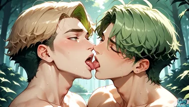 Green-haired Forest Muscles: Gay Cum Shot