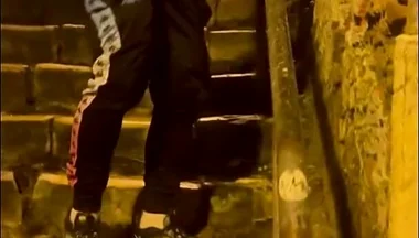 Amateur Boy Catches His Friend Pissing in the Street and Touches His Cock