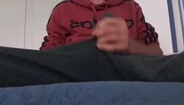 The Dude Can't Stop Jerking off That Big Dick and Holds the Cumshot in the Next Video