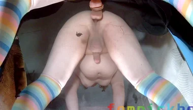 Fat Sissy Femboy Playing with His Little Toy