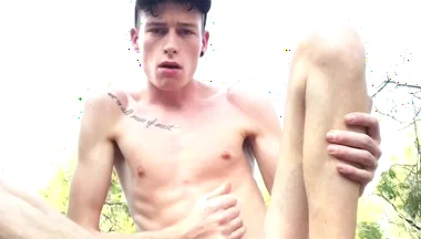 Lean Skinny Twink Public Wank - Jerking Huge Uncovered Dick Outdoors Risky Exhibition