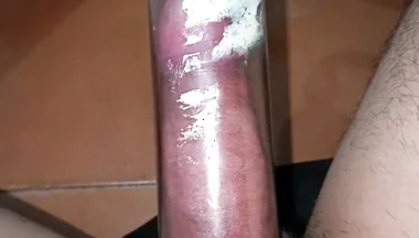 Slow Vacuum Pump Sucks My Penis to Its Full Size, Until I Pee and Cum