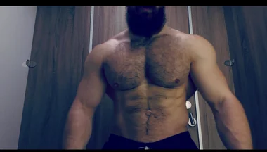 Hard breathing, musculine scent, bulging veins and muscles