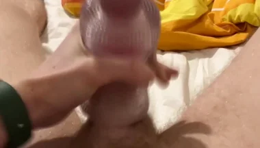 Gay Twink Playing with His New Toy. Big Hot Dick, a Lot of Cum and Sexy Masturbator- Full Video