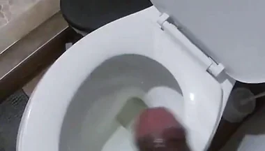 Stroking My BBC Peeing in the Toilet POV