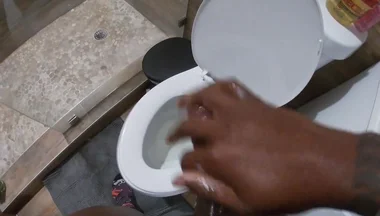 Stroking My BBC Peeing in the Toilet POV