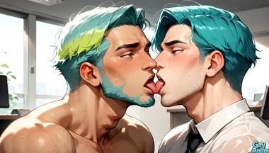 The Teal-haired Muscle Lover Fills the Office Orgy Quota with His Freshest Honey - Wow, First-time XXX!