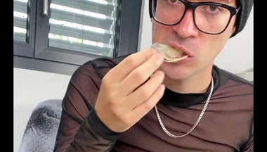 Hot Gabriel Pleasuring Himself and Eating His Cum!