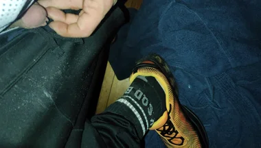 Dirtyjunkbro Doesn't Want to Go to the Toilet. Better on the Sports Shoes