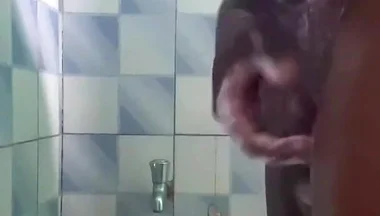 20y BBC Nasty Jerking off in His Shower Cleaning up His Cock