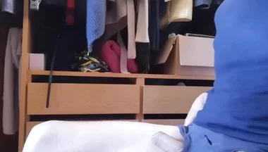Jerking off Sitting on a Chair in a Dressing Room