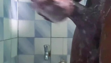 20y BBC Nasty Jerking off in His Shower Cleaning up His Cock