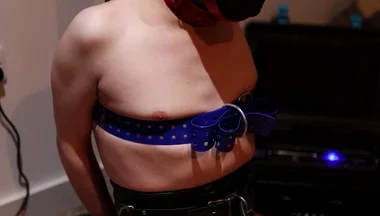 Strapped to the Kneeler, Gagged and Milked by Machine