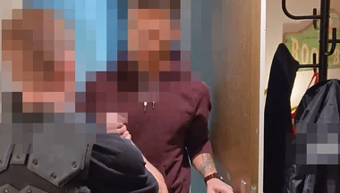 Part 1 - Straight Muscle Guy and Security Guard First Time Anal, Kissing and Blowjob While I Watch
