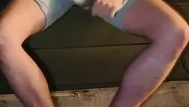 Amateur Twink in Adilette Sandals Wets Himself in the Garden and Takes His Cock Out