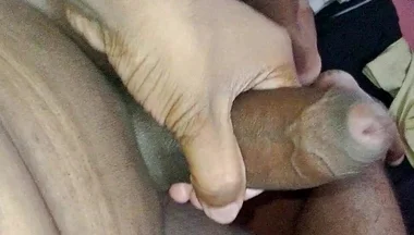 College Boy Fucking a Hairless, Thick, Long Strong Cock with His Hands.