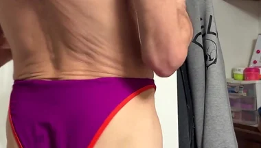 Crossdresser Cdmichelle Wearing Pink Bikini Got From Thrif Store