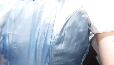 Crossdresser Cum Wearing Elegant Satin Ball Gown