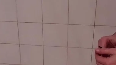 Daddy Jerks off in Shower. Soapy, Uncut, Voyeur Cam