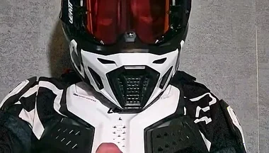 Horny Motocross Player Cumming on Boyfriend Helmet