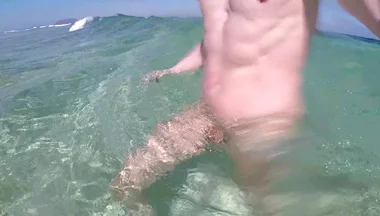 Nude Beach, Waves Playing with My Soft Dick
