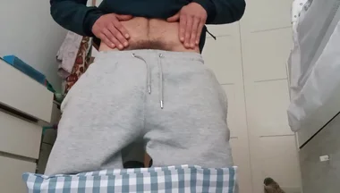 The Fitness Trainer Jerks off Inside His Pants and Shows You His Cock