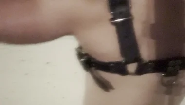 Midnight Bridge Tease: Asian Muscle Hunk's Leather-clad Cock Reveal