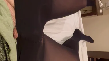 Stepdad Rips Stockings to Finger Arse