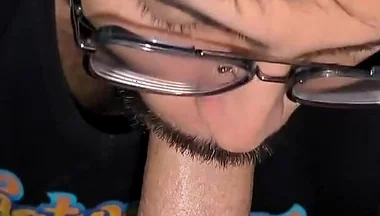 Kneeling & Horny Sniffing My Boyfriend’s Bulge Till I Cum on His Cock & Swallow Both Loads